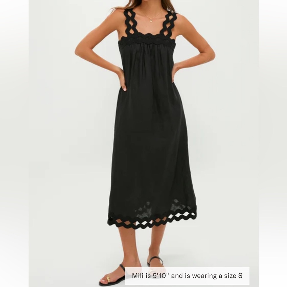 Tuckernuck Black Eyelet-Hem Midi Dress Skirt